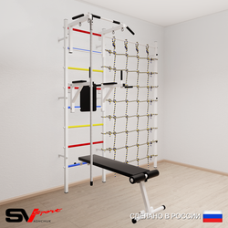 Шведская стенка Sv Sport усиленная 6800 (Турник стандарт/Брусья/Скамья/Канат/Канатный лаз)