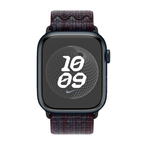 Умные часы Apple Watch Series 9 GPS, 45mm, Aluminium Case with Nike Sport Loop, Midnight/Black Blue (Темная ночь) MR9Q3/MUJX3
