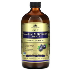 Solgar, Calcium Magnesium Citrate with Vitamin D3 Liquid, Blueberry Flavor, 473 ml | Цитрат кальция и магния с витамином D3, жидкая форма, голубика, 473 мл