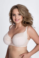 Бюстгальтер на косточках с мягкими чашками plus size и кружевом (Размер: 80J) (Цвет: телесный)