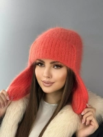 шапка ушанка вязаная зимняя ангора