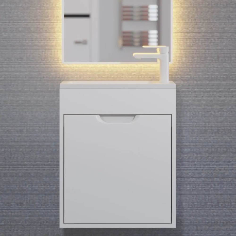 Тумба с раковиной для ванной Uperwood Modul 50 см, подвесная, матовая, белая