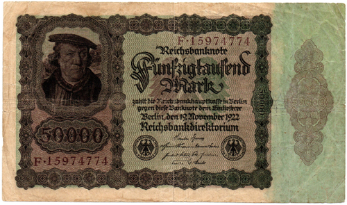 Банкнота Германия, Веймарская республика 50000 марок 1922 год