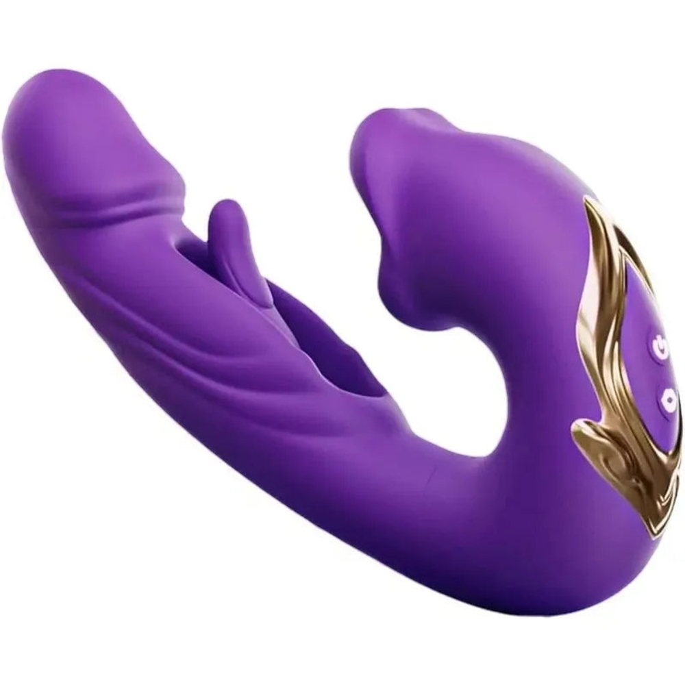 Фиолетовый вибратор с функцией фингеринга и лизания Secwell G-Spot Kisser Double Stimulation Vibrator SW11025