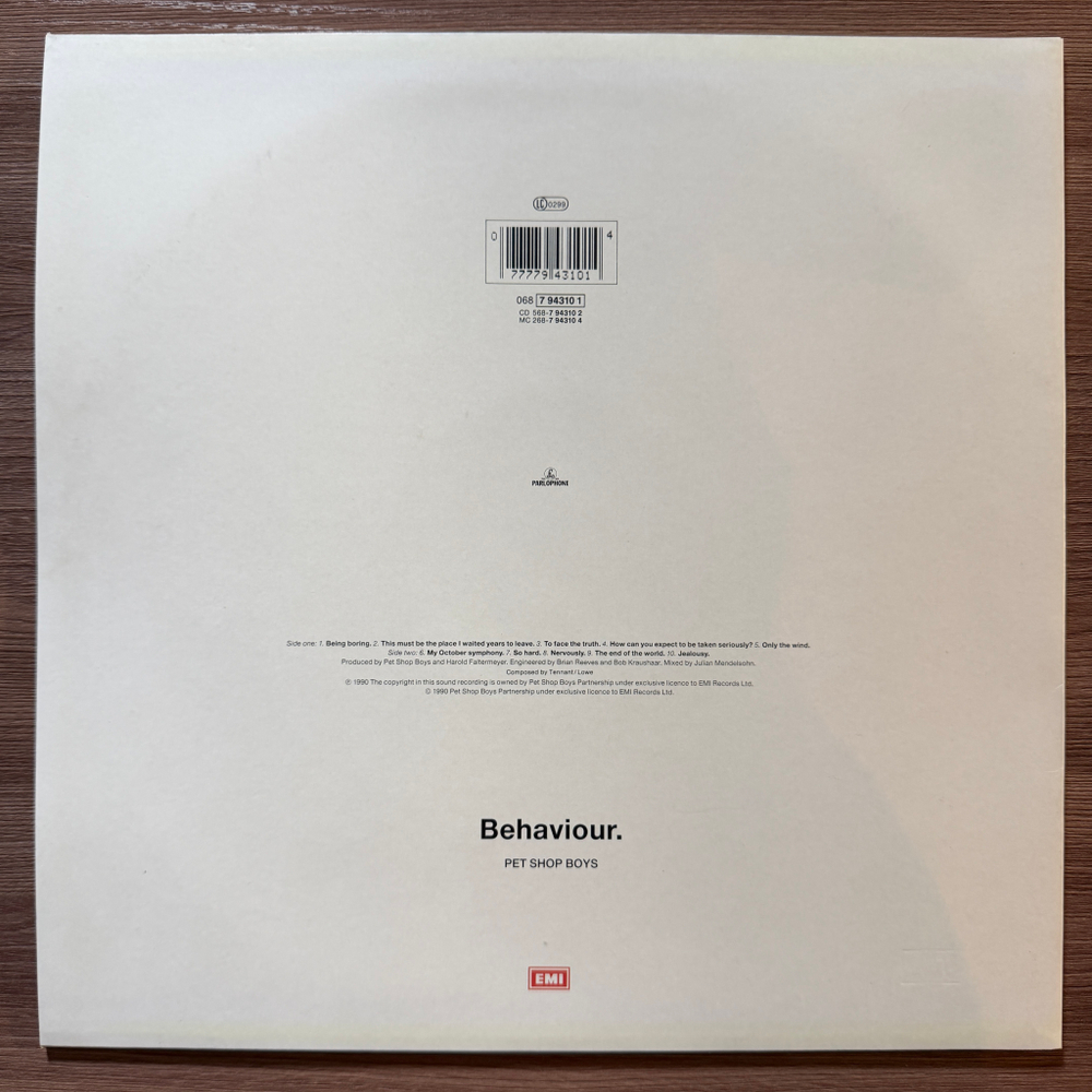 Pet Shop Boys ‎– Behaviour (Европа 1990г.)