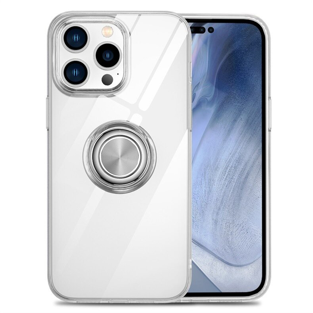 Чехол силиконовый с кольцом держателем для Samsung S21, прозрачный
