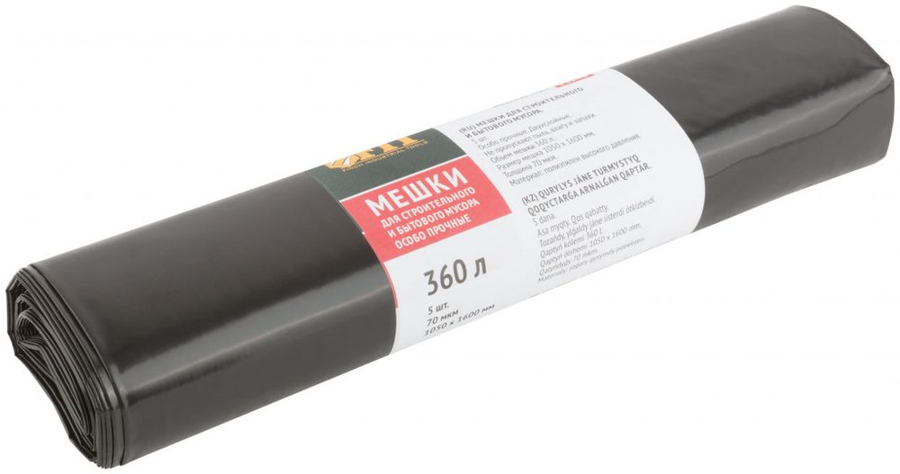 11948 Мешки для строительного мусора, ПВД особопрочные, 360л, 1050 х 1600, 70мкм, 5шт. FIT