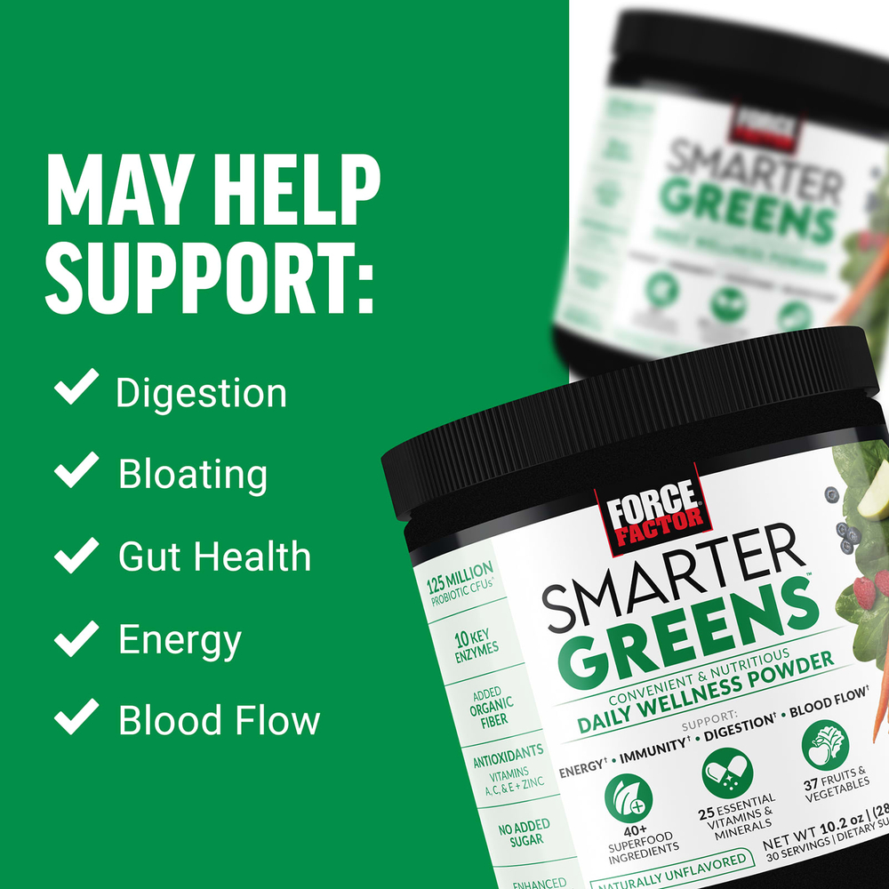 Force Factor, Smarter Greens®, порошок для ежедневного приема, натуральный нейтральный вкус, 288 г (10,2 унции)