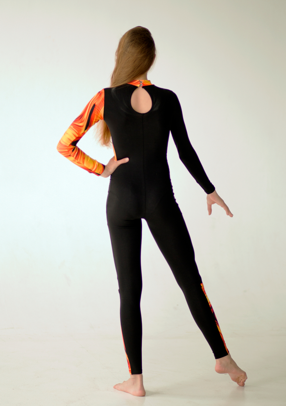 Jumpsuit "Black and fire" cotton with lycra