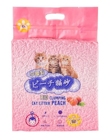 Наполнитель HAKASE AREKKUSU комкующийся TOFU персик для кошек 6 л