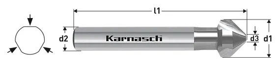 Зенковка Karnasch Ø4,3 мм, 90°, HSS-XE, DIN 335, арт. 20.1740-010