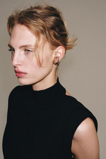 ZARA НАБОР ИЗ 3 СЕРЕГ-КАФФОВ СО СТРАЗАМИ, ЗОЛОТИСТЫЙ