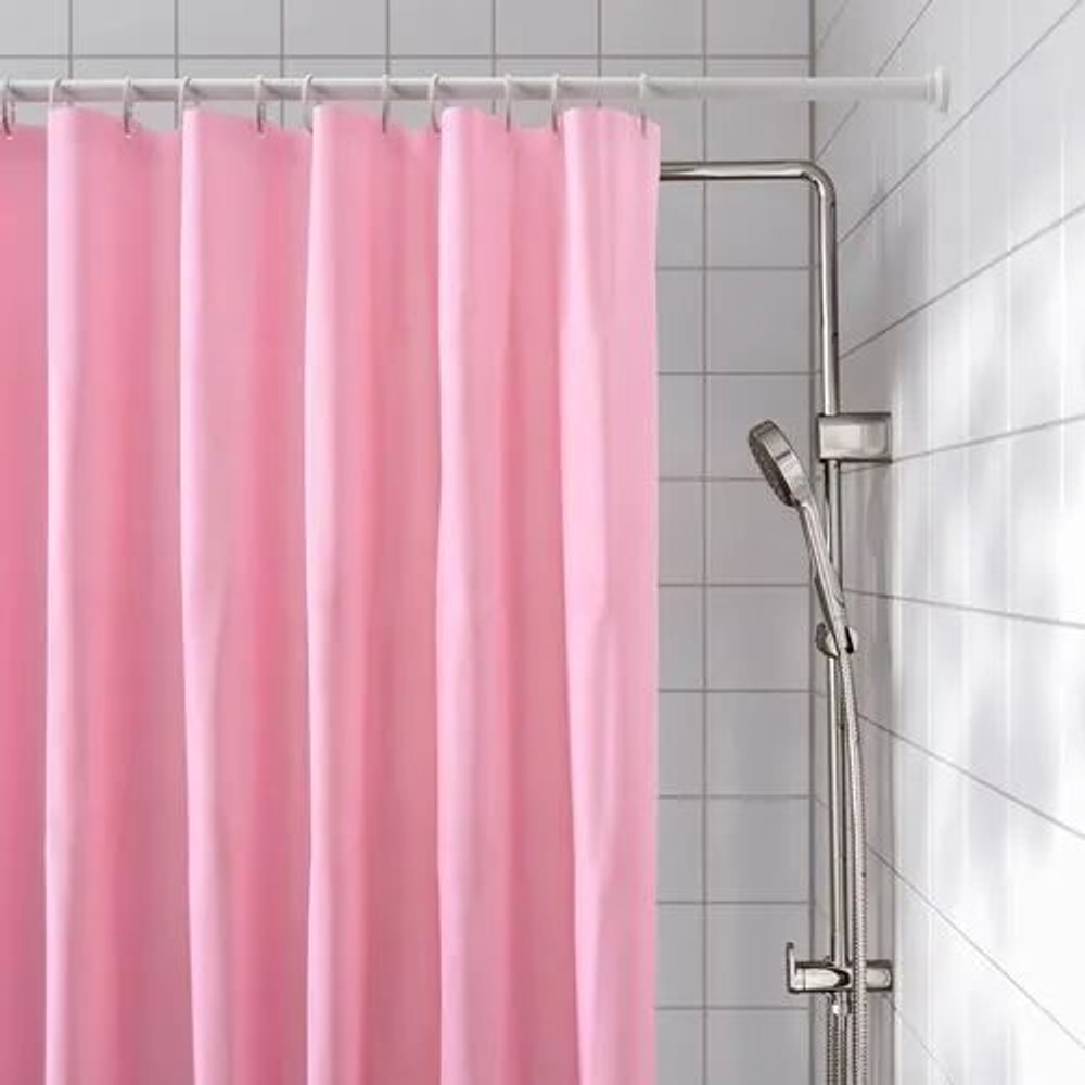 Штора для ванной IKEA LUDDHAGTORN, розовая, 180х200 см