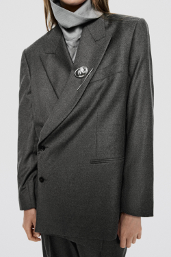 Massimo Dutti Двубортный пиджак оверсайз - Limited Edition, серый