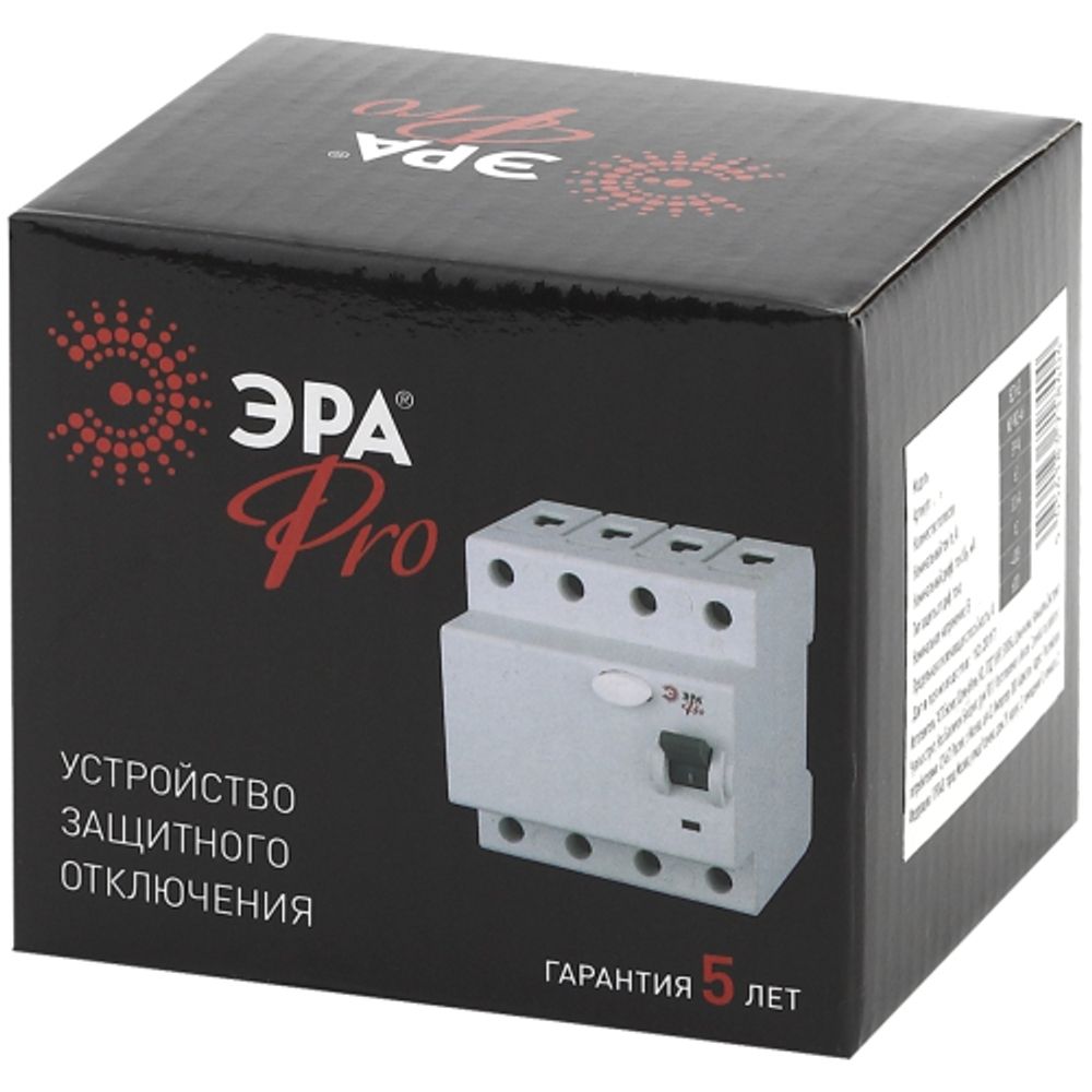 УЗО ЭРА PRO NO-902-61 ВД1-63 4P 40А 100мА тип АC электромеханическое | УЗО