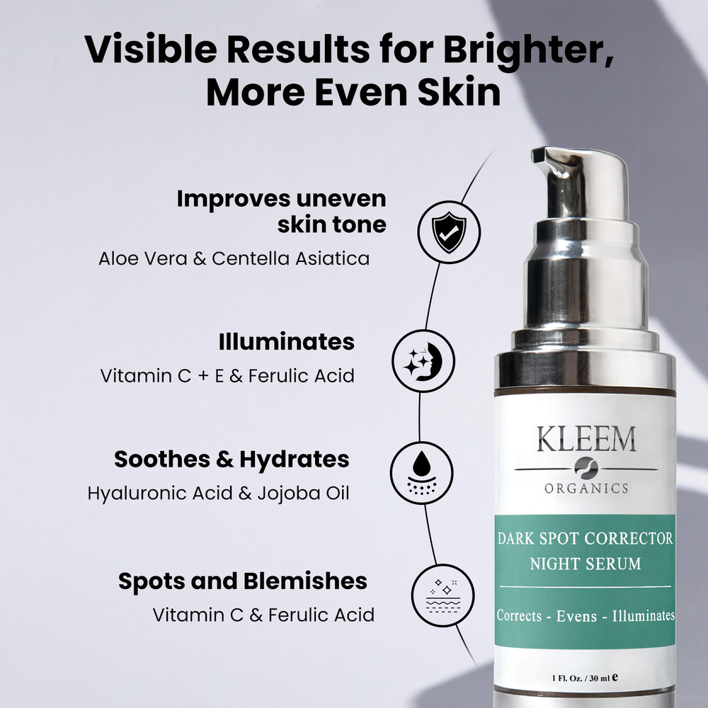 Kleem Organics, ночная сыворотка, корректирующая темные пятна, 30 мл (1 жидк. унция)