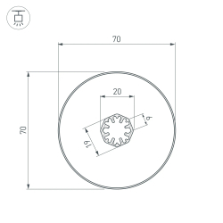 Профиль SL-ROUND-D70-360deg-2000 ANOD (Arlight, Алюминий) 037770