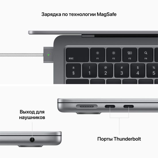 Apple MacBook Air 13" (M2, 8C CPU/8C GPU, 2022), 8 ГБ, 256 ГБ SSD, «серый космос»