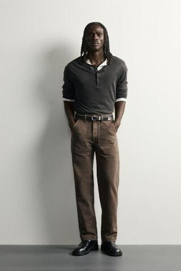 ZARA ДЖИНСЫ STRAIGHT FIT С КАРМАНАМИ 2026 TANAKA NY TYO LTD.©, КОРИЧНЕВЫЙ
