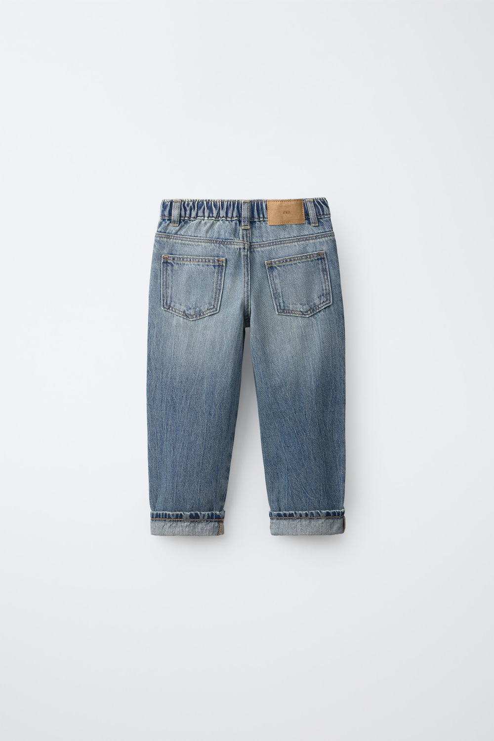 ZARA ДЖИНСЫ STRAIGHT С ДЕКОРАТИВНОЙ СТРОЧКОЙ, СИНИЙ
