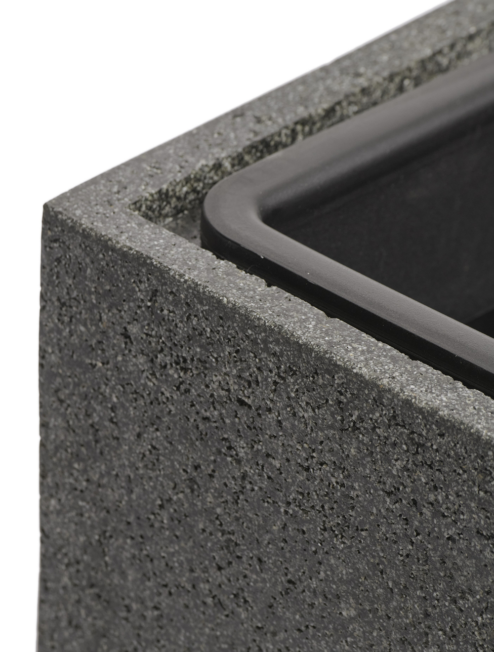 Кашпо TREEZ Effectory Stone Куб Тёмно-серый камень 20х20х20 см 41.3321-01-064-GR-20