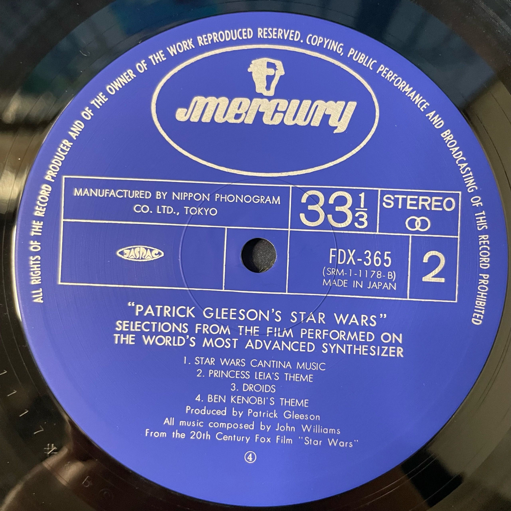 Винтажная виниловая пластинка LP Patrick Gleeson, Patrick Gleeson's Star Wars (Япония 1977) (Оби)