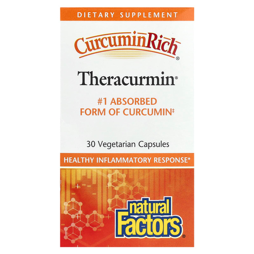 Natural Factors, CurcuminRich, Theracurmin, куркумин, 30 мг, 30 вегетарианских капсул