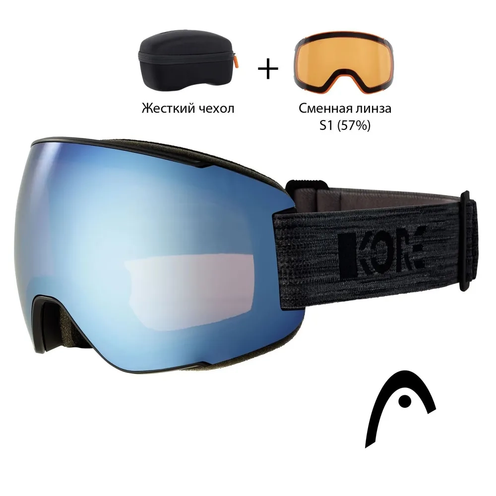 Маска горнолыжная/сноубордическая HEAD MAGNIFY 5K KORE antracite /blue + доп. линза