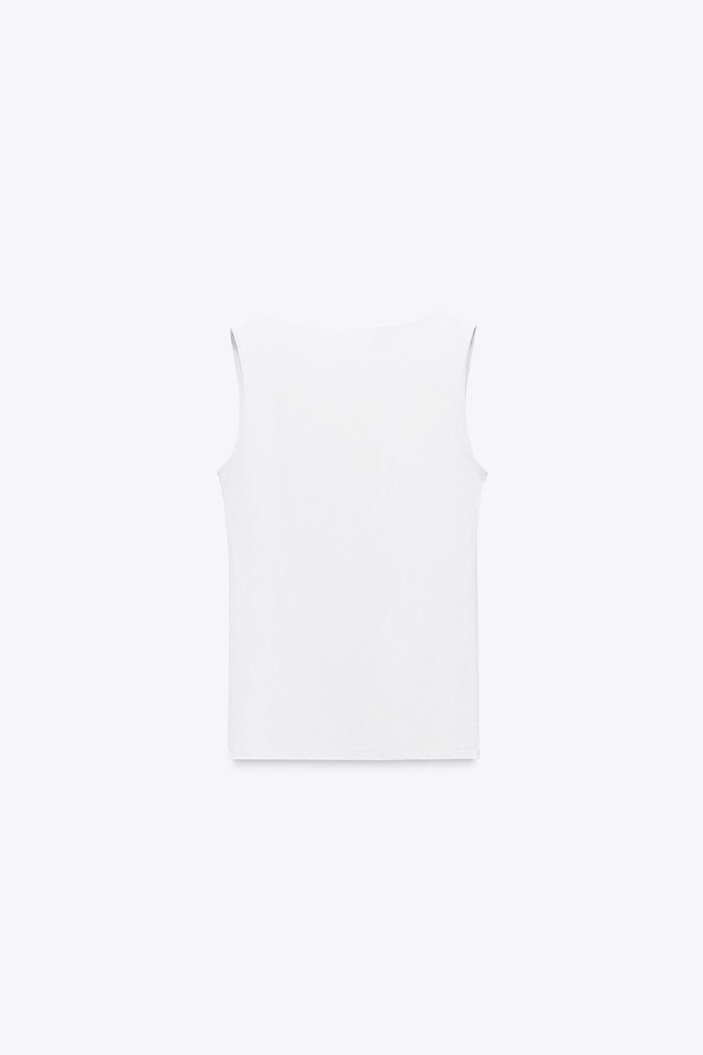 ZARA ТОП ИЗ ПОЛИАМИДА С ШИРОКИМИ БРЕТЕЛЯМИ, БЕЛЫЙ