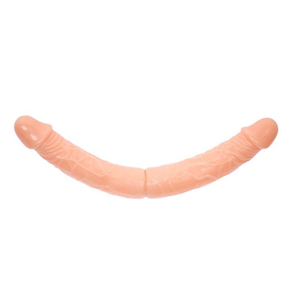 Двухголовый телесный фаллоимитатор - 35,9 см. (Цвет: телесный)