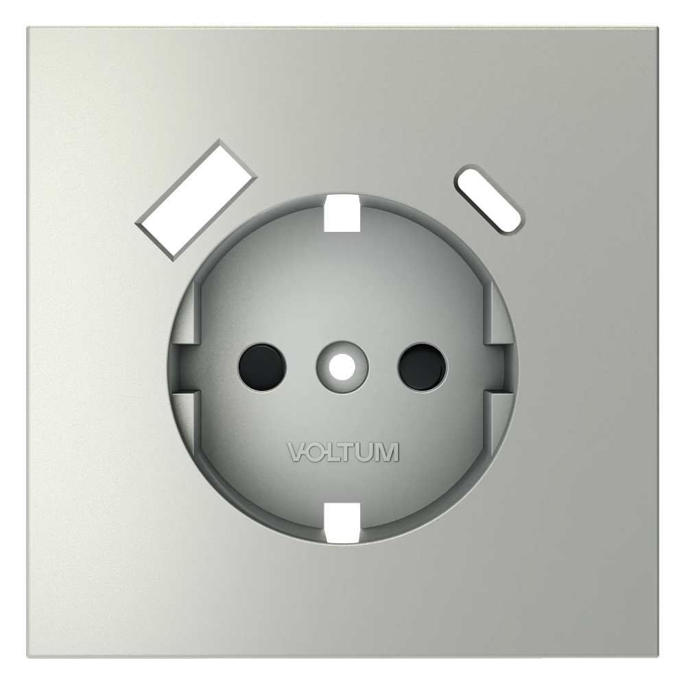 Накладка для розетки с заземлением и защитными шторками, с USB A+C, (сталь) Voltum S70 VLS001005
