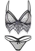 Комплект с лифом и стрингами BRA TOP, CHANTILLY LACE STRING (Размер: M-L) (Цвет: черный)