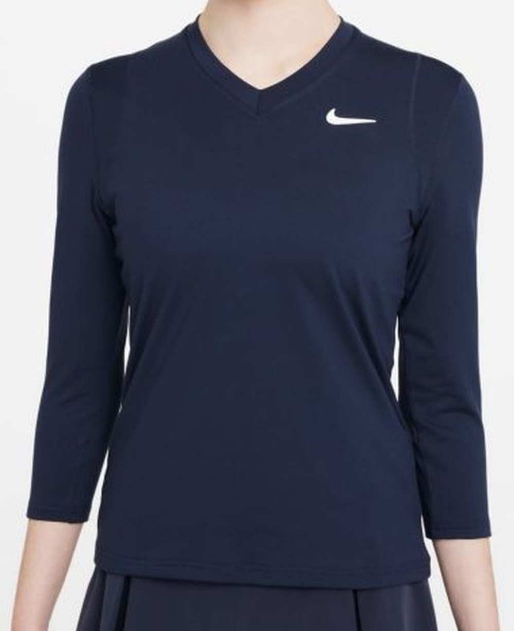Женская теннисная футболка (dł. Рукава) Nike Court Victory Dri-Fit Top 3/4 Sleeve W - obsidian/white