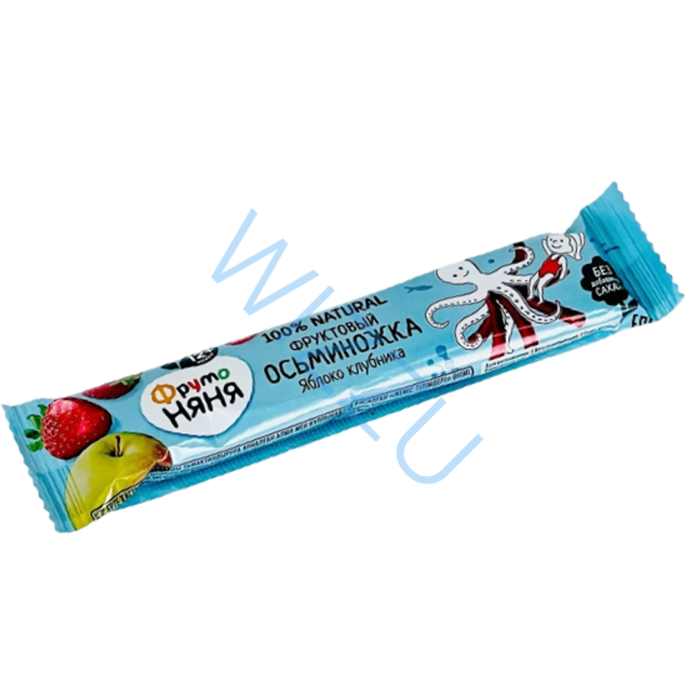 Кусочки фруктовые из яблок и клубники Осьминожка ФрутоНяня, 16 г
