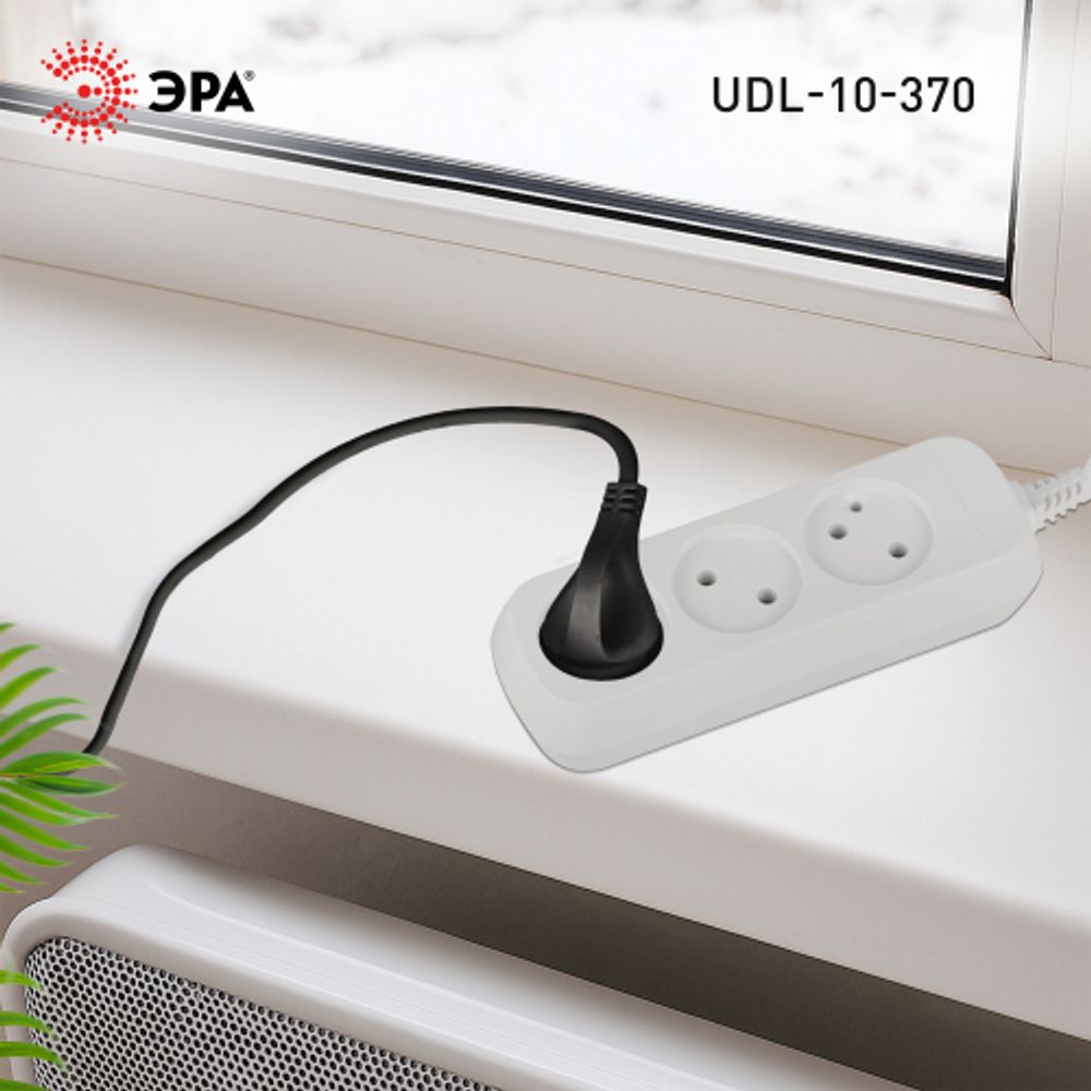 Удлинитель электрический ЭРА UDL-10-370 Greenline 3 розетки без заземления 7м ПВС 2x1мм2 | Электротовары