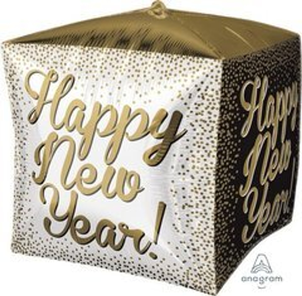 А 3D КУБ 15" HNY горошек золотой