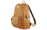 MCM Stark Backpack Visetos Side Studs Medium Cognac