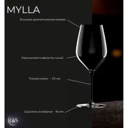 Бокал для вина 380 мл хр. стекло "Милла" d 8,5/6 см h22 см Chef&Sommelier [6]