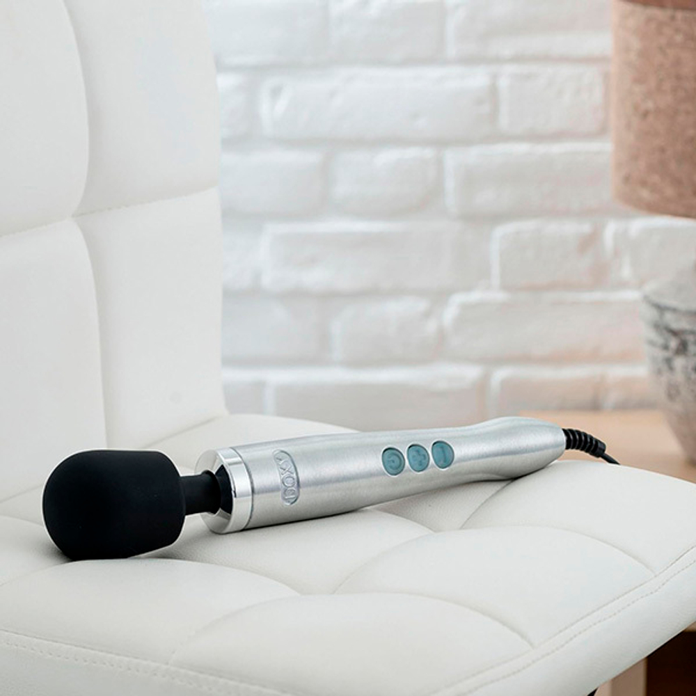 Мощный серебряный вибратор-вонд 37см Doxy Die Cast Extra Powerful Massage Wand Vibrator Silver