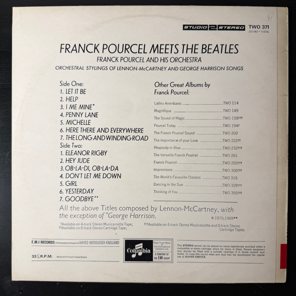 Franck Pourcel And His Orchestra ‎– Franck Pourcel Meets The Beatles (Англия 1972г.)