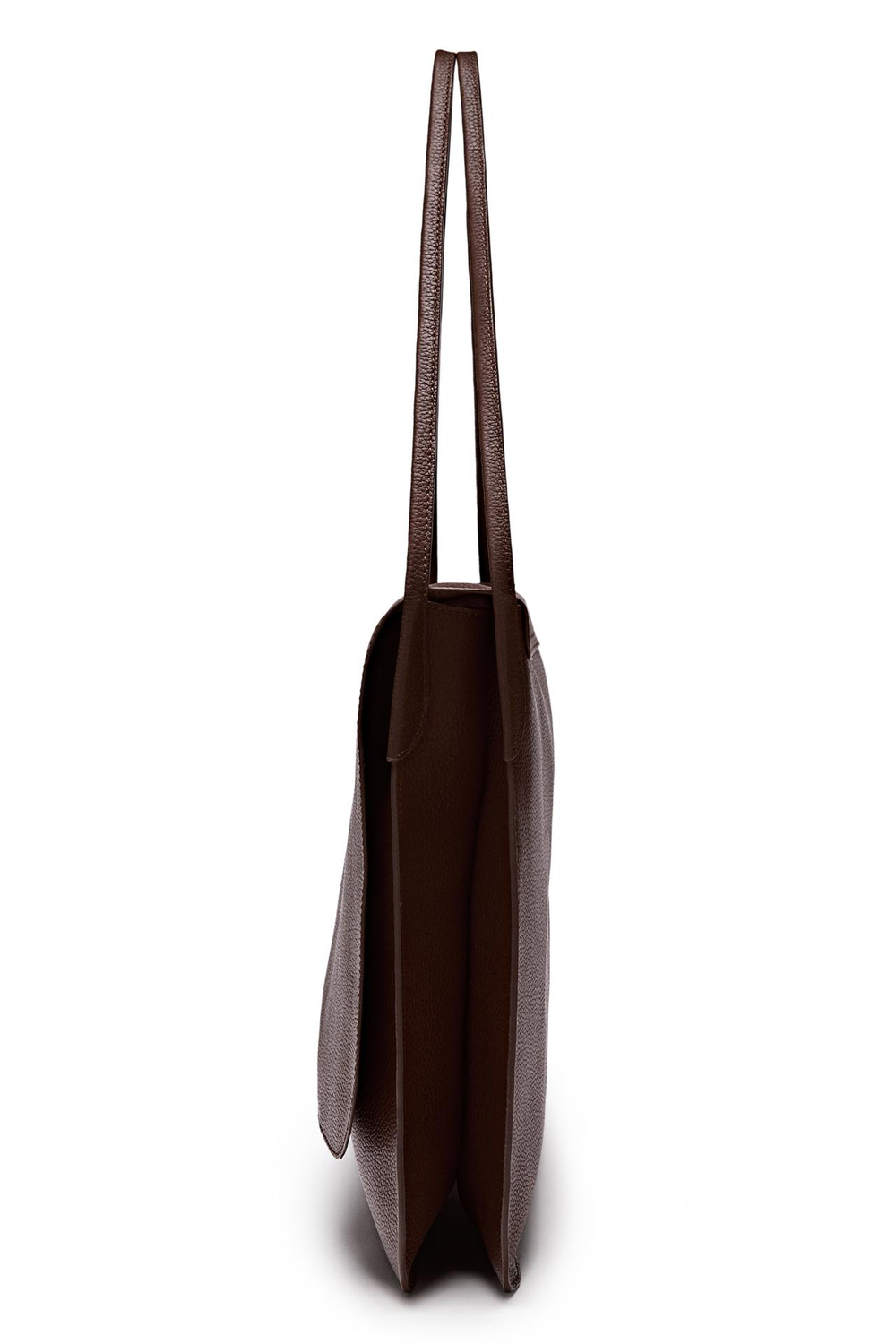 Massimo Dutti Большая сумка из кожи наппа с клапаном - Limited Edition, шоколадно-коричневый