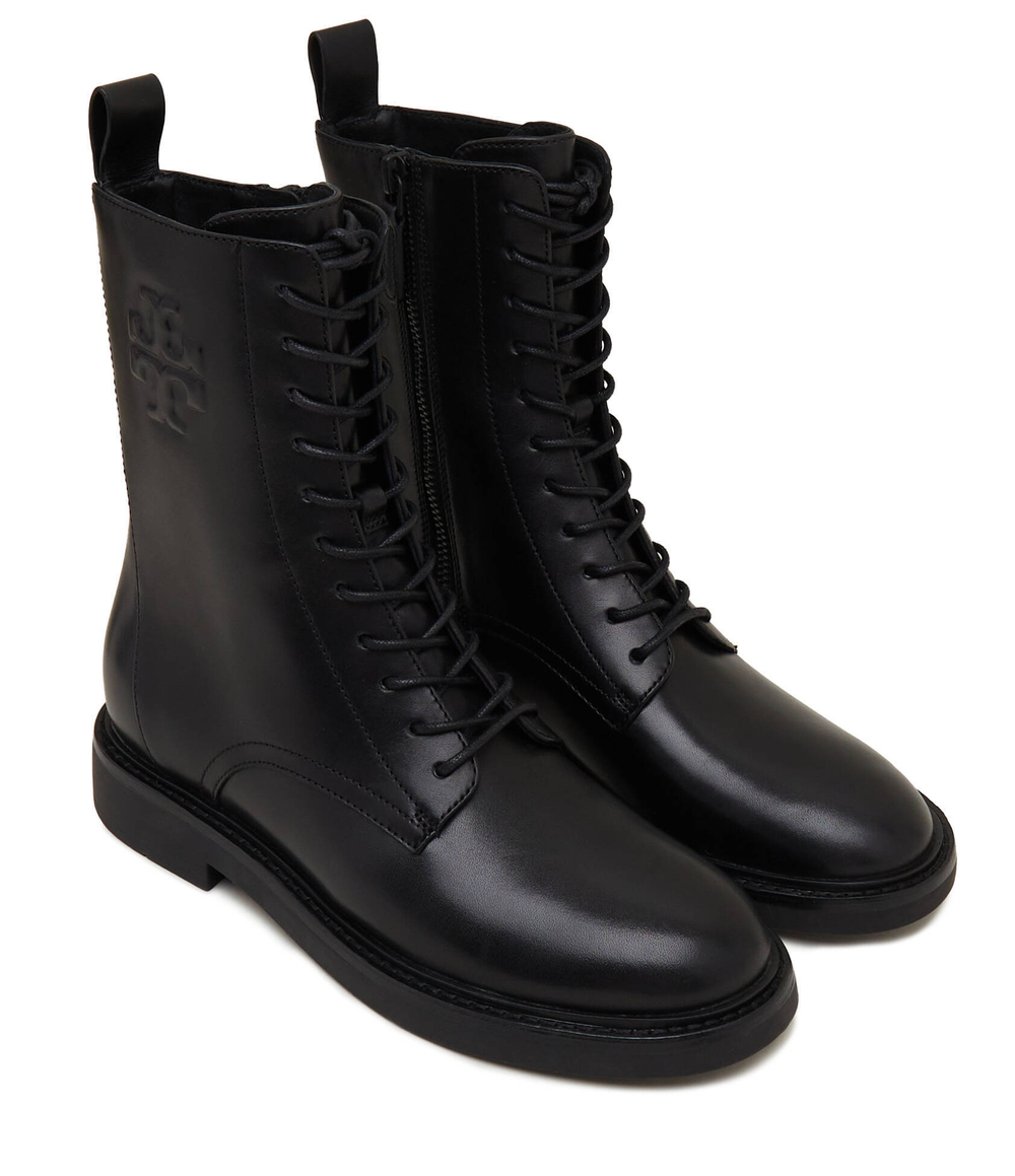Кожаные ботильоны double t combat TORY BURCH - черный(154336)