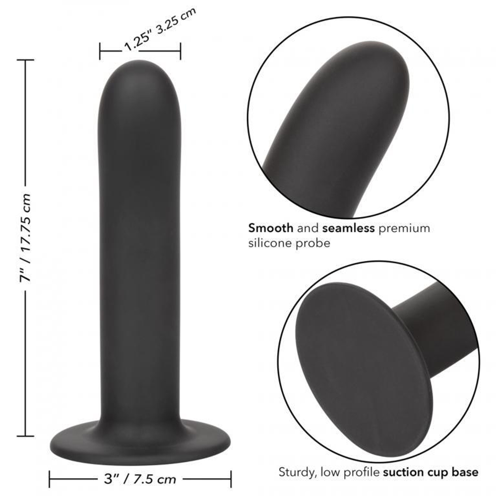 Черный силиконовый анальный стимулятор 7” Smooth Probe - 17,75 см. (Цвет: черный)