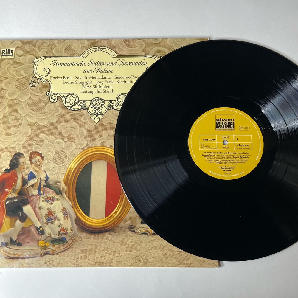 Винтажная виниловая пластинка LP Leone Sinigaglia, Giacomo Puccini, Marco Enrico Bossi, Giuseppe Saverio Mercadante, Romantische Suiten und Serenaden aus Italien (Германия 1979)