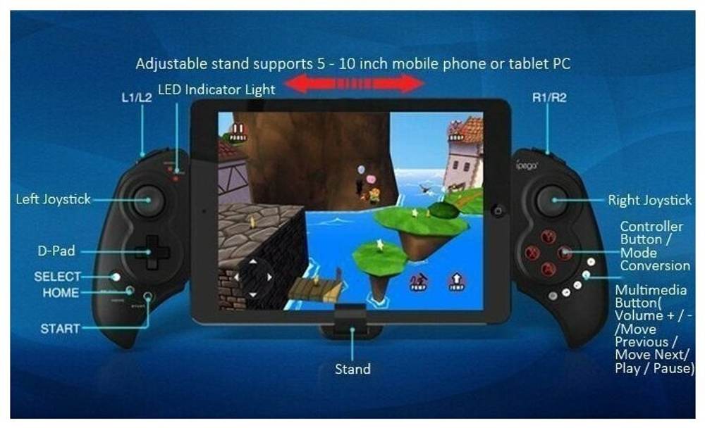 Геймпад для смартфона iPega PG-9023S, джойстик для Android, iOS и Windows