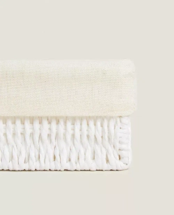 ZARA HOME ПРЯМОУГОЛЬНАЯ КОРЗИНА С ТЕКСТИЛЬНОЙ ПОДКЛАДКОЙ, БЕЛЫЙ