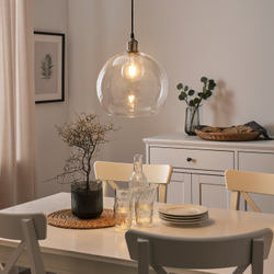 IKEA LUNNOM  (ИКЕА ЛУННОМ)  -  Лампа светодиодная E27 470 люмен - с диммированием, шар прозрачное стекло 95 мм