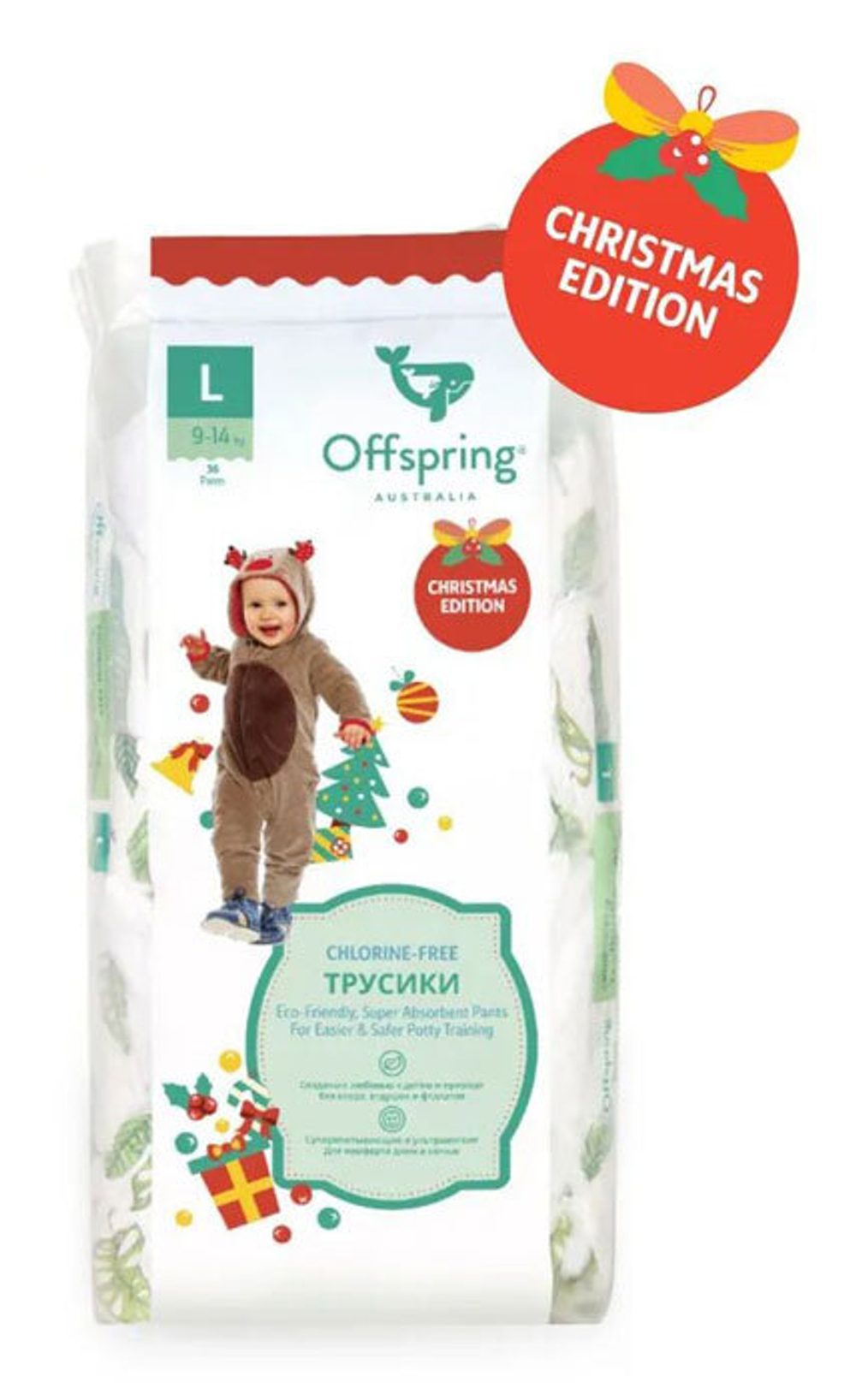 Трусики Offspring L (9-14 кг) Новый год 36 шт