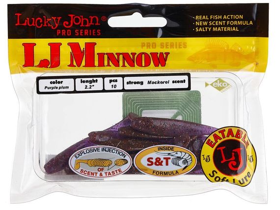 Виброхвосты съедобные LJ Pro Series MINNOW 2.2in (5,6 см), цв. S13, 10 шт.