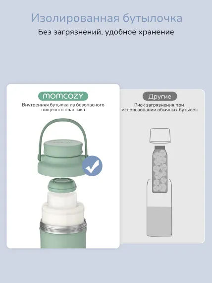 Портативный термоконтейнер для бутылочек Momcozy Green